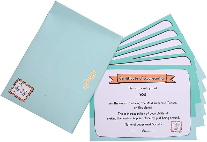 Oye Happy Thank You Gift Cards with Messages and a Certificate - Image 1