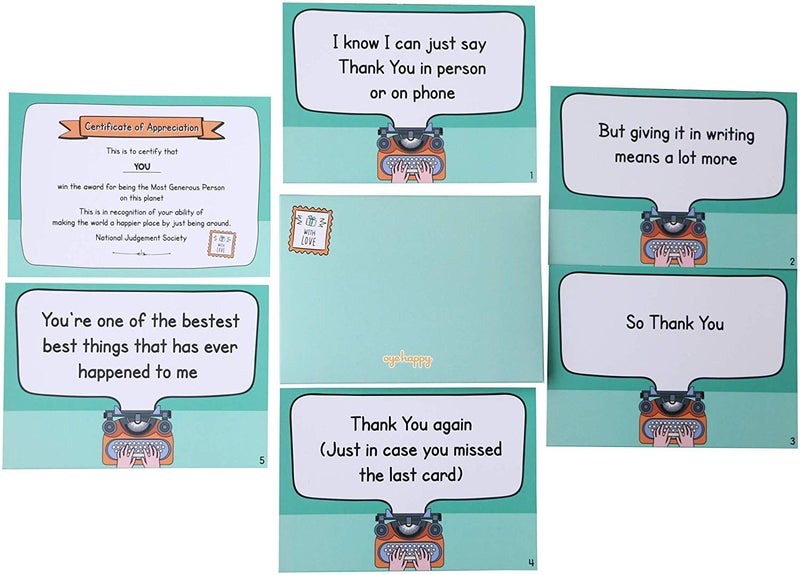 Oye Happy Thank You Gift Cards with Messages and a Certificate - Image 4