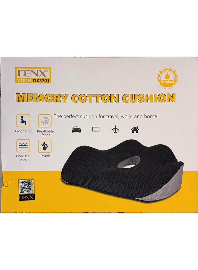 دينكس وسادة مقعد مريحة من إسفنج الذاكرة من DENX، وسادة كرسي تقويمية غير قابلة للانزلاق وجيدة التهوية مع فتحة لتخفيف الضغط في المنتصف، وسادة دعم محمولة للمكتب والسيارة والكراسي المتحركة والسفر وراحة المنزل، DX3701 - Image 3