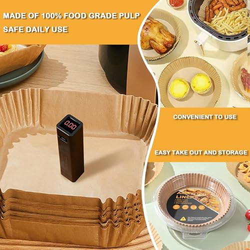 FOMQUAZLI Air Fryer Paper Liners 8 Inch 100 Pcs | Disposable Non-Stick Parchment Paper for Air Fryer, Microwave, Oven | Food-Grade Oil-Proof Baking Paper for Cooking, Frying & Roasting - Image 2