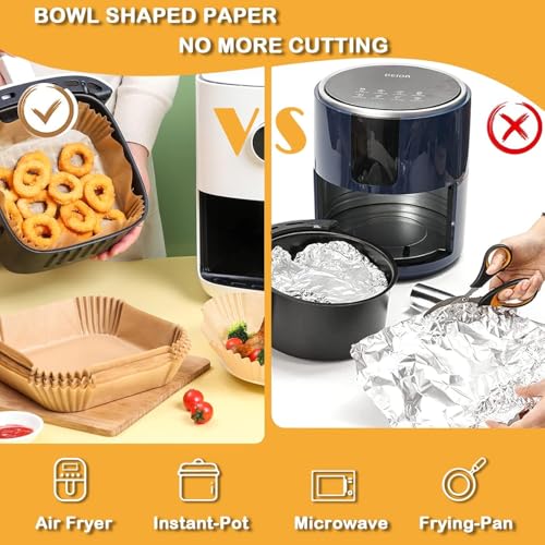 FOMQUAZLI Air Fryer Paper Liners 8 Inch 100 Pcs | Disposable Non-Stick Parchment Paper for Air Fryer, Microwave, Oven | Food-Grade Oil-Proof Baking Paper for Cooking, Frying & Roasting - Image 4