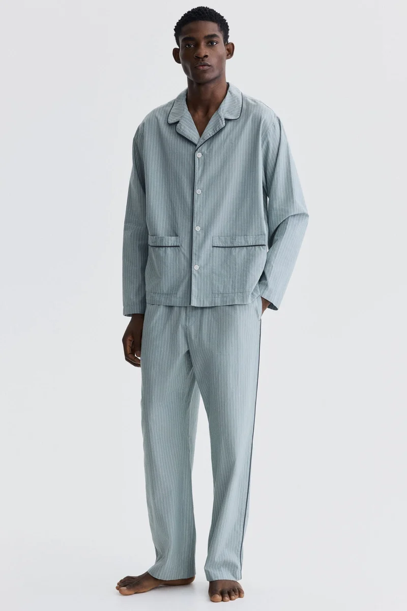 اتش اند ام بيجاما من القطن مكونة من قميص وسروال