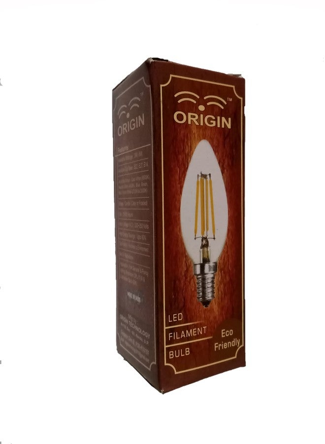 origin LED Filament Bulb 3W-Candle- E14-Colour-WARM White(2700K-3000K)- Pack of 5PC-ORIGIN(Manufacturer) - Image 4