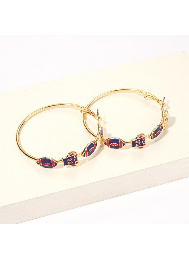 Boderier Game Day Earrings For Women Football Helmet Jersey Hoop Earrings Game Day Team Pride Sports Earrings Accessories Gifts (Red Blue)  - Image 3