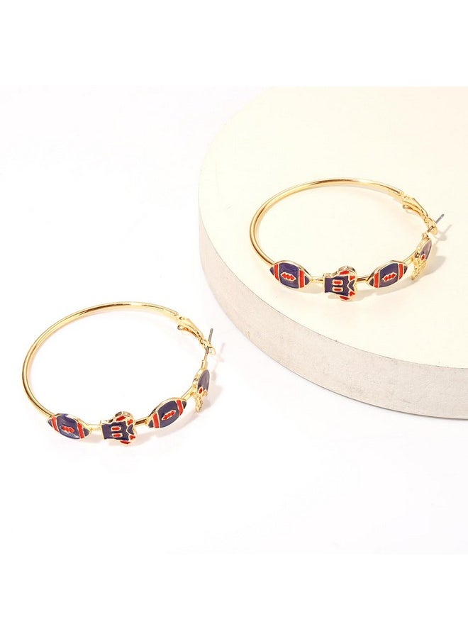 Boderier Game Day Earrings For Women Football Helmet Jersey Hoop Earrings Game Day Team Pride Sports Earrings Accessories Gifts (Red Blue)  - Image 5