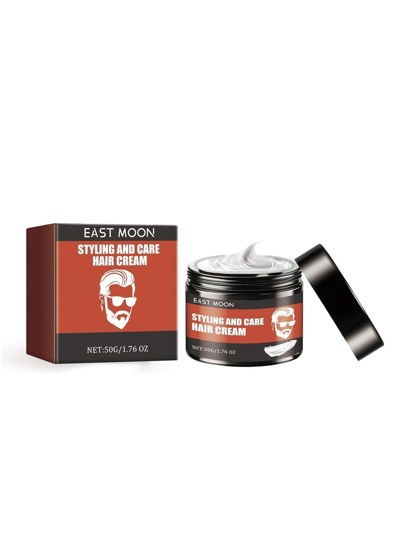 إيست مون شمع تصفيف الشعر للرجال ، ثبات قوي ولمعان طويل الأمد ، كريم الحجم الطبيعي للشعر المتوسط إلى الطويل ، طين الشعر المرطب للملمس والتصفيف (50 جرام) - Image 1