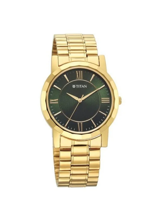 تيتان Karishma Zing Quartz Analog Green Dial Gold Stainless Steel Strap Watch for Men - 1644YM05
