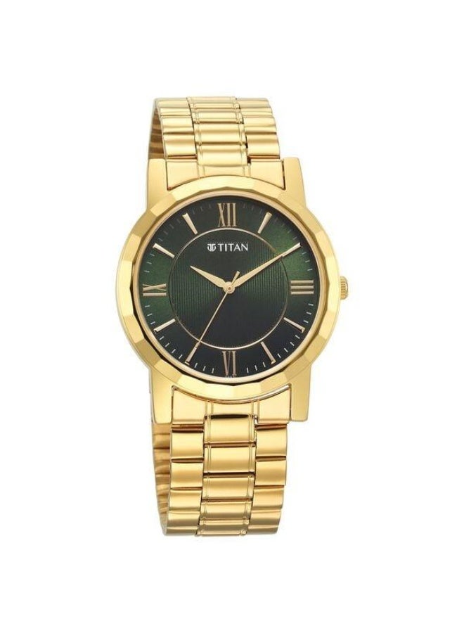 TITAN Karishma Zing Quartz Analog Green Dial Gold Stainless Steel Strap Watch for Men - 1644YM05 - Image 2
