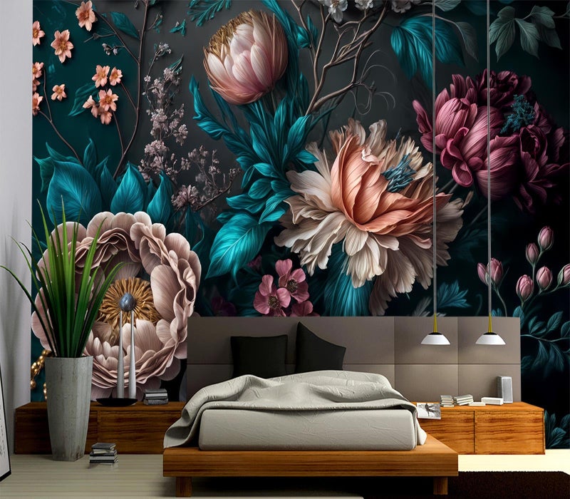 Cliouar-Peony Flowers Mural Wallpaper Peel and Stick 137" x 102" - Image 3