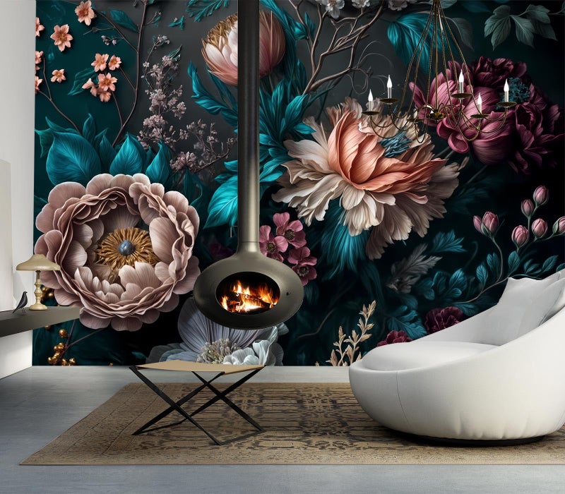 Cliouar-Peony Flowers Mural Wallpaper Peel and Stick 137" x 102" - Image 2