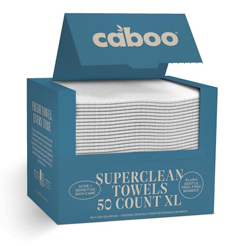 Caboo Tree Free Disposable Face Towels 50 Soft LintFree Towels ExtraLarge 10x115 Gentle Alternative to Makeup Wipes Washcloths - Image 1