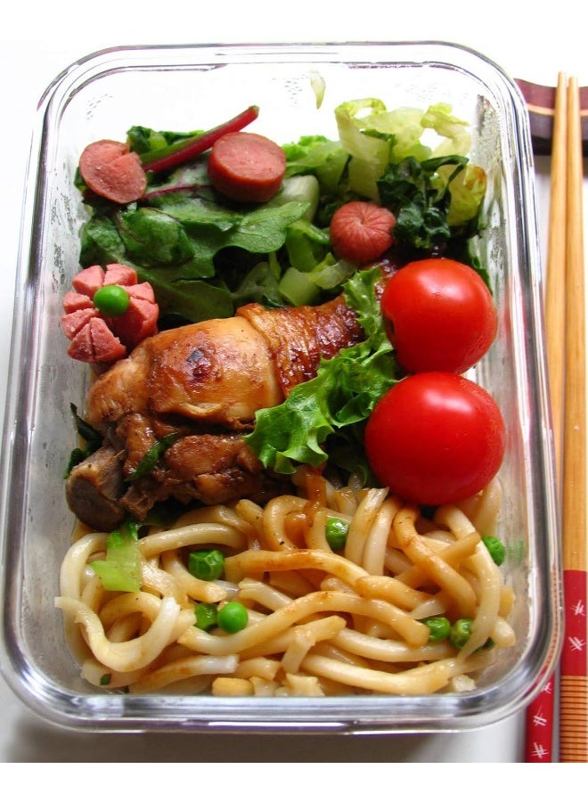 Mondex Cmn0094-96 2 Pieces Food Storage Container With Lid, Blue, 350 Ml/700 Ml, Rectangle, Glass - Image 4