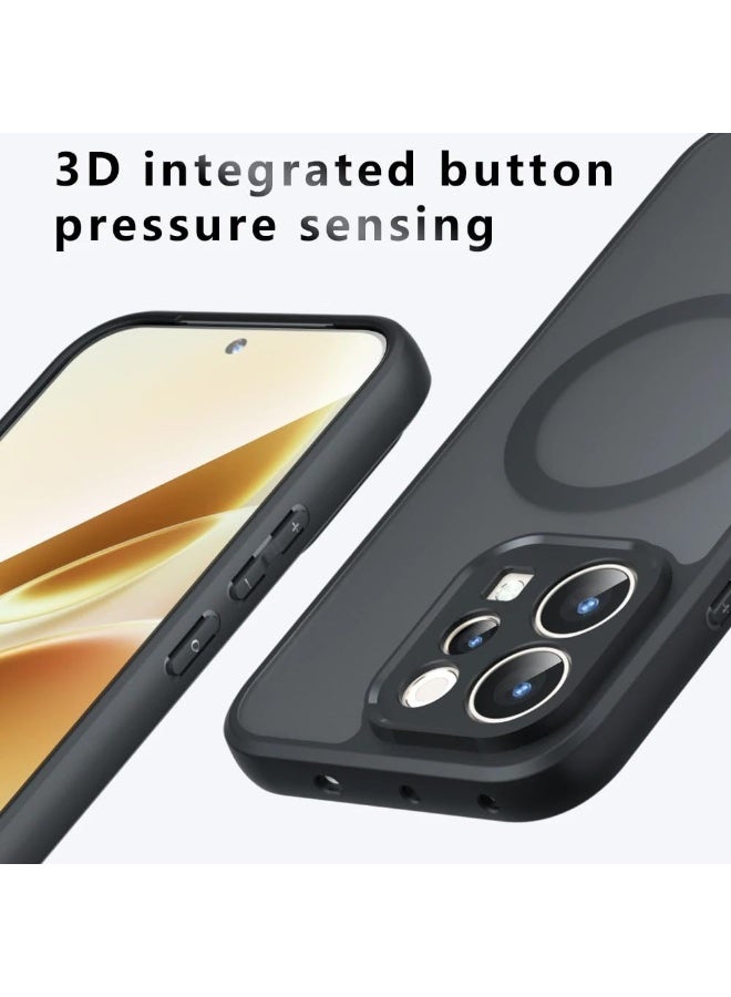 عام غطاء مغناطيسي متوافق مع Vivo V70، غطاء أسود شفاف غير لامع بملمس صقيل مقاوم للاصفرار، مع حماية بأكياس هوائية، غطاء خلفي واقٍ بحواف PC+TPU مضادة للصدمات. - Image 5