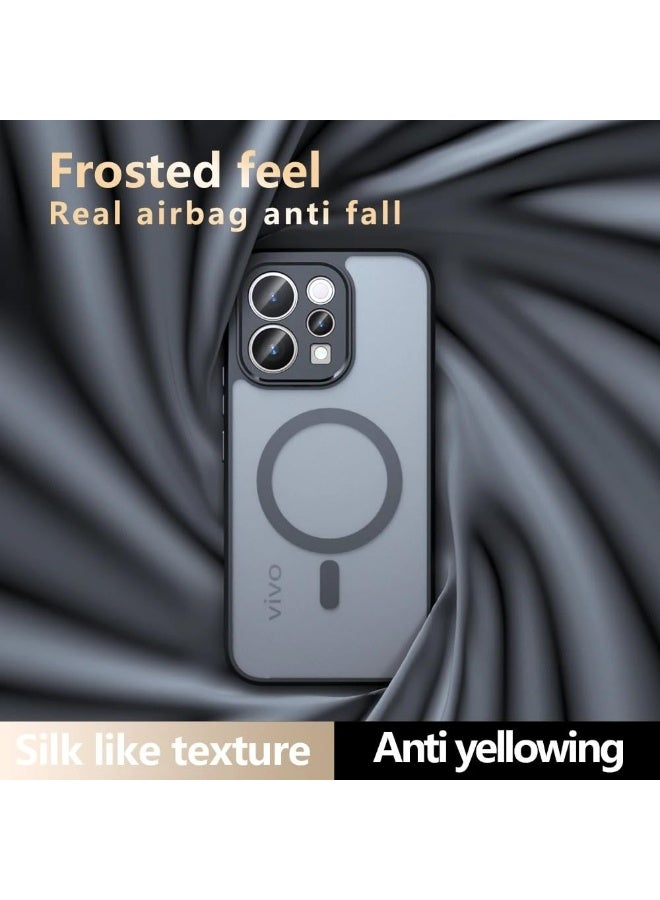 عام غطاء مغناطيسي متوافق مع Vivo V70، غطاء أسود شفاف غير لامع بملمس صقيل مقاوم للاصفرار، مع حماية بأكياس هوائية، غطاء خلفي واقٍ بحواف PC+TPU مضادة للصدمات. - Image 4