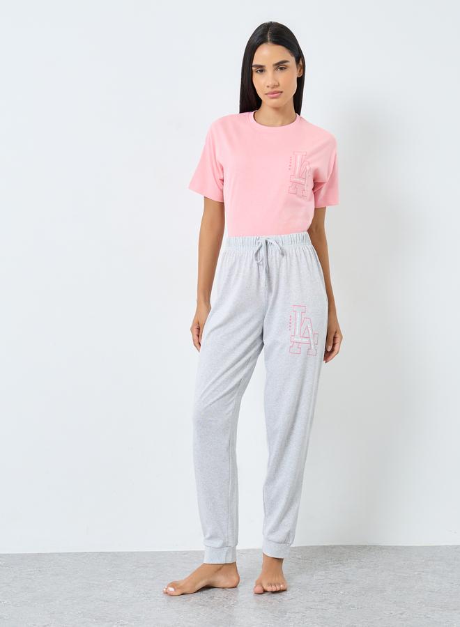 Styli LA Graphic Dropped Shoulder T-Shirt and Pyjama Set - Image 5