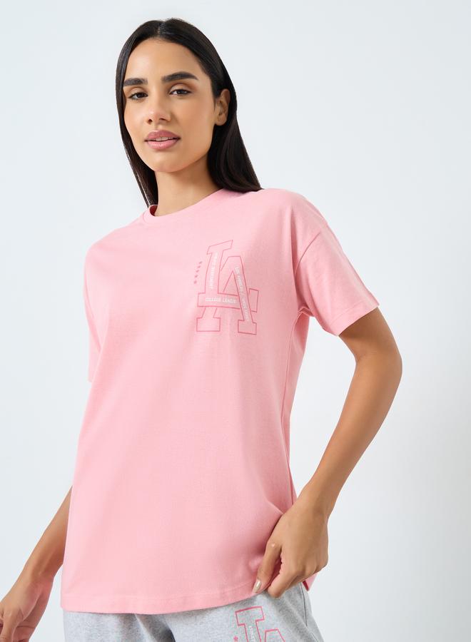 Styli LA Graphic Dropped Shoulder T-Shirt and Pyjama Set - Image 3