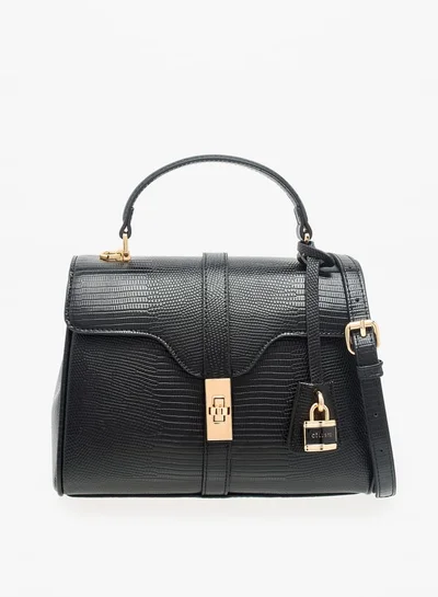 سيليست Women Textured Satchel Bag with Detachable Strap and Flap Closure