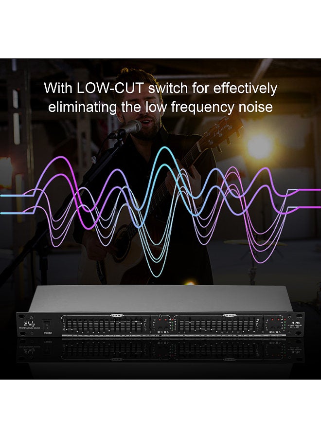 Generic EQ-215 Dual Channel 15-Band Equalizer 1U Rack Mount 2-channel Stereo Graphic Equalizer  - Image 5