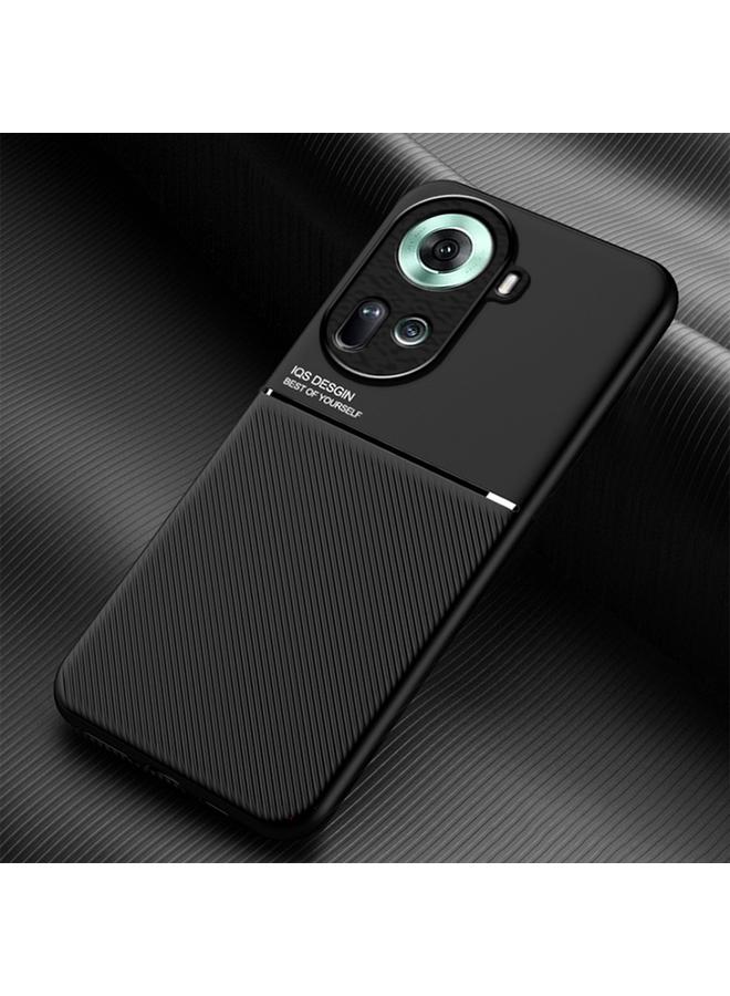 S-TOP Case For OPPO Reno11 5G Global Classic Tilt Strip Grain Magnetic PC Hybrid TPU Phone Case - Image 1