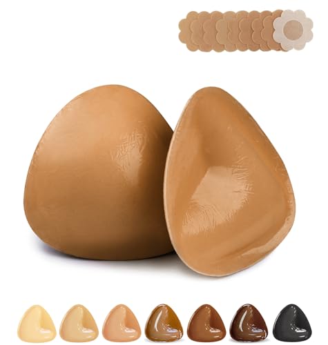 AGGRAD Double-Sided Sticky Push Up Bra Inserts Reusable Self Adhesive Bra Pads Bikini Padding Inserts - Sticky on Bra Pads Cups for Swimsuits Bikini Hazelnut-L - Image 1