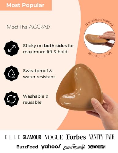AGGRAD Double-Sided Sticky Push Up Bra Inserts Reusable Self Adhesive Bra Pads Bikini Padding Inserts - Sticky on Bra Pads Cups for Swimsuits Bikini Hazelnut-L - Image 2