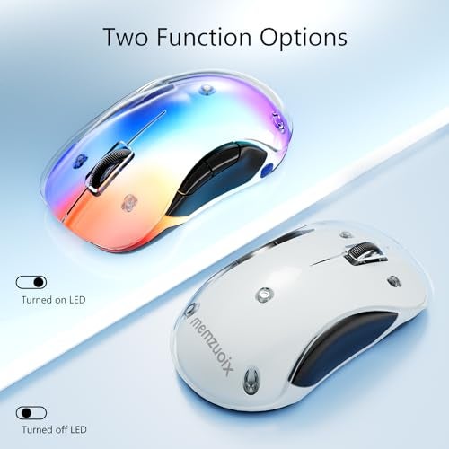 memzuoix 2.4G Wireless Mouse with Customizable Cover & 9-Color LED - Rechargeable Ergonomic, 1200 DPI, 5 Buttons, USB Receiver for PC/Mac - White - Image 3