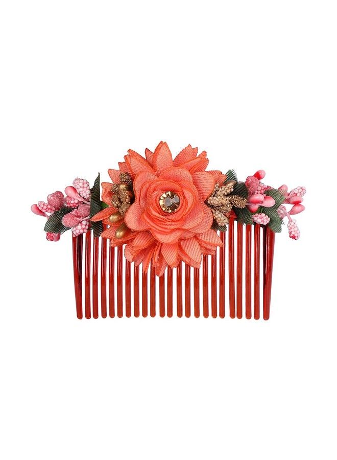 ACCESSHER Multicolor Pack Of 3 Acrylic Comb Indo Western Fancy Hair Clip/Side Pin/Comb Pin/Jooda Pin Hair Accessories With Cloth Flower For Women And Girls Pack Of 3 - Image 3