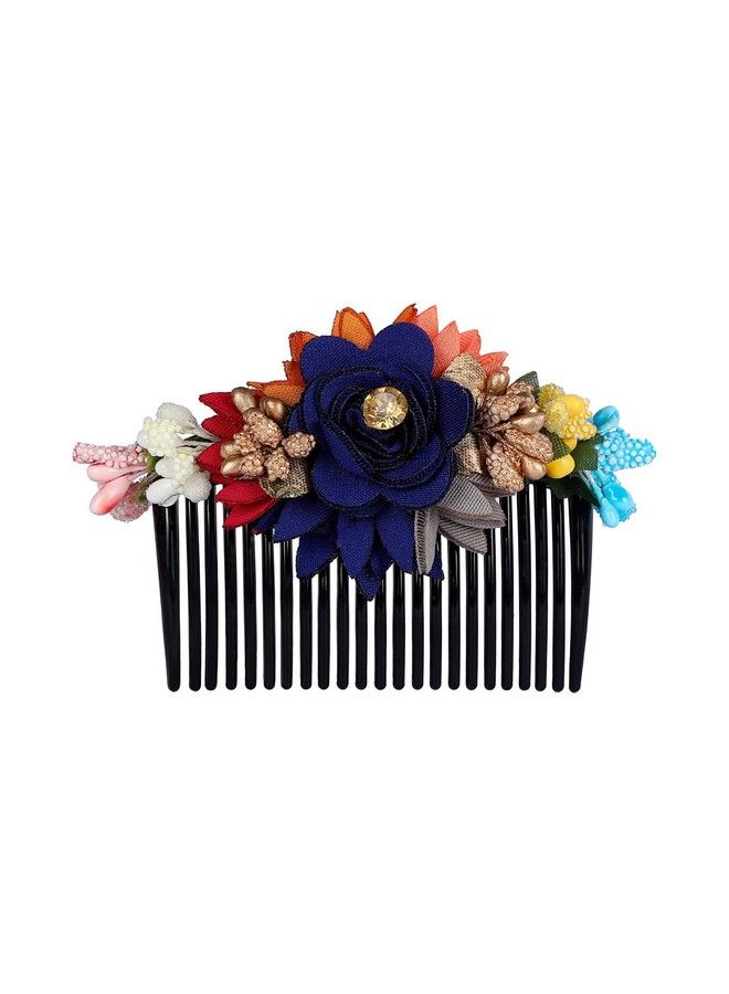 ACCESSHER Multicolor Pack Of 3 Acrylic Comb Indo Western Fancy Hair Clip/Side Pin/Comb Pin/Jooda Pin Hair Accessories With Cloth Flower For Women And Girls Pack Of 3 - Image 5