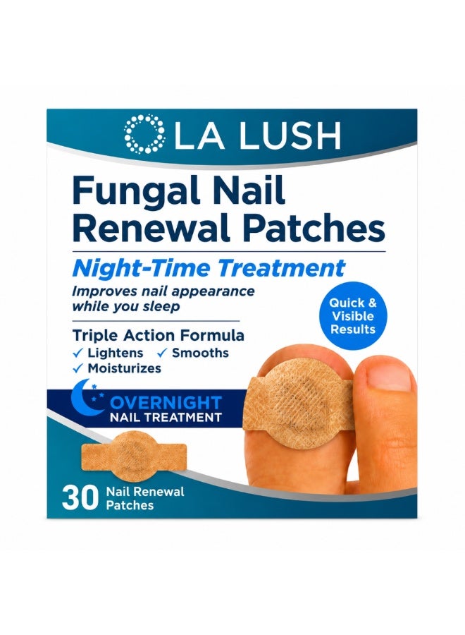 LA LUSH Nail Renewal Patches 30 Pcs, Overnight Strengthener & Growth Treatment, Cuticle Repair & At-Home Manicure Care, Nourishes Damaged Brittle Nails for a Healthy Shiny Look, Women & Men - Image 1