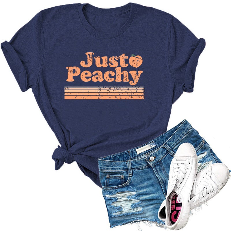 Sweet And Comfortable Soft Just Peachy Orange Gradient Color Fun Printed Cotton Round Neck Short Sleeve T-Shirt - Image 2
