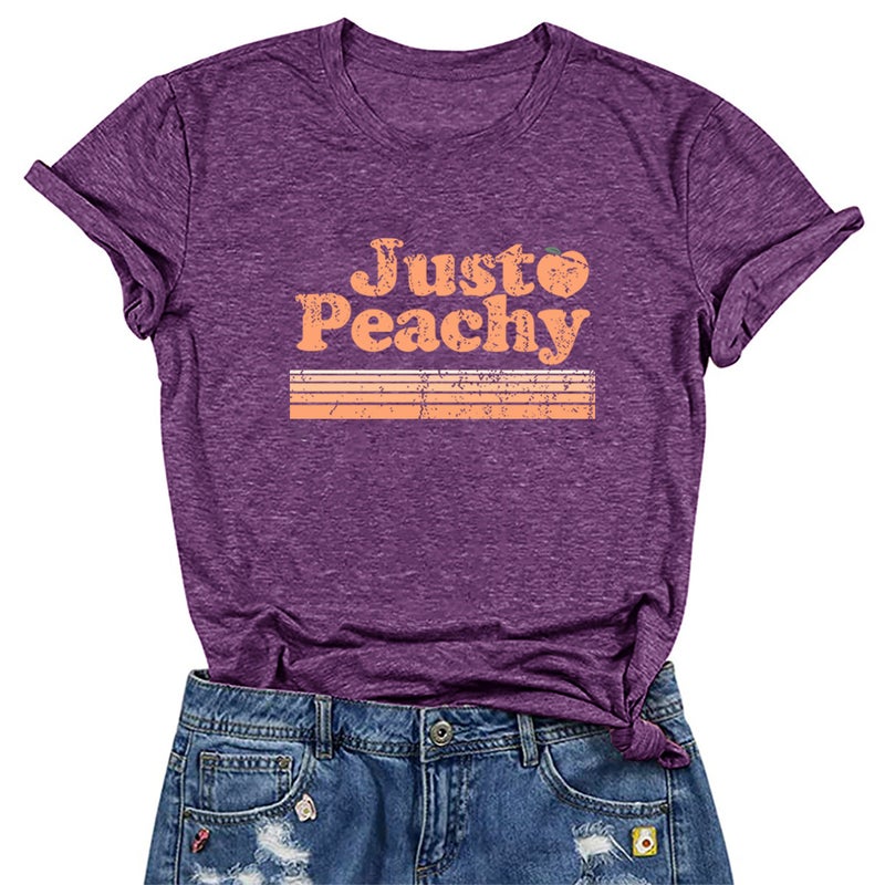 Sweet And Comfortable Soft Just Peachy Orange Gradient Color Fun Printed Cotton Round Neck Short Sleeve T-Shirt - Image 4
