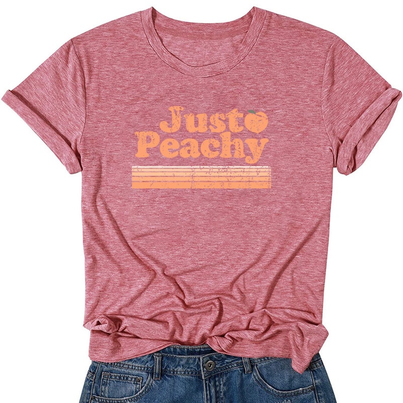 Sweet And Comfortable Soft Just Peachy Orange Gradient Color Fun Printed Cotton Round Neck Short Sleeve T-Shirt - Image 3