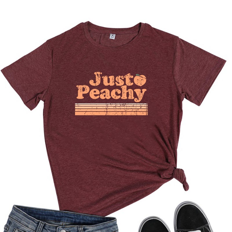 Sweet And Comfortable Soft Just Peachy Orange Gradient Color Fun Printed Cotton Round Neck Short Sleeve T-Shirt - Image 1