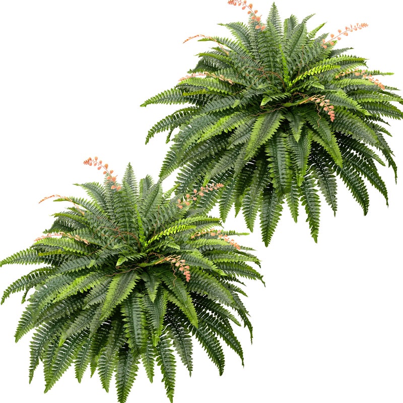 CQURE 128 Branches Fake Ferns Artificial Plants Large, 48" Set of 2 Artificial Boston Ferns Faux Hanging Fake Plants for Outdoors Planter Home Garden Decor - Image 1
