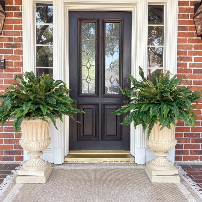 CQURE 128 Branches Fake Ferns Artificial Plants Large, 48" Set of 2 Artificial Boston Ferns Faux Hanging Fake Plants for Outdoors Planter Home Garden Decor - Image 4