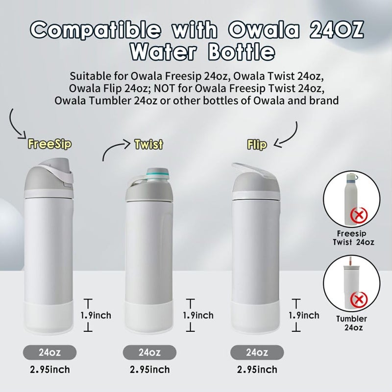 BKBY 2PCS Silicone Water Bottle Boot, Compatible with Owala 24oz 32oz 40oz, Protective Anti-Scratch & Anti-Dent No Noise Sleeve Cover for FreeSip/Twist/Flip Water Bottles (Transparent, 24 Ounces) - Image 2
