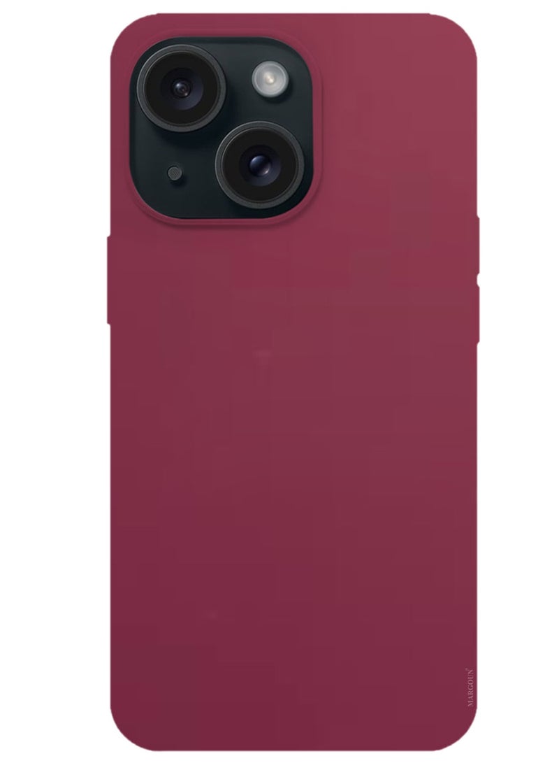 Silicone Case Cover for Apple iPhone 15 Plus, Slim Protective Cover with Microfiber Lining, Drop Protection - Cherry - Image 4