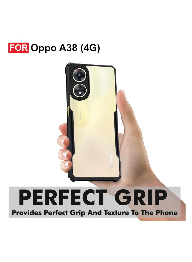 OPPO A38 4G / OPPO A18 Clear Hard PC Back Cover Case with Shockproof Premium TPU Black Border 360 Degree Impact Resistant Camera lens Protection Transparent Cover For OPPO A38 - Image 4