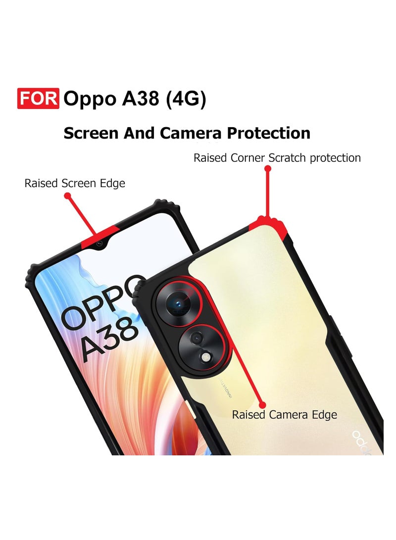 OPPO A38 4G / OPPO A18 Clear Hard PC Back Cover Case with Shockproof Premium TPU Black Border 360 Degree Impact Resistant Camera lens Protection Transparent Cover For OPPO A38 - Image 3