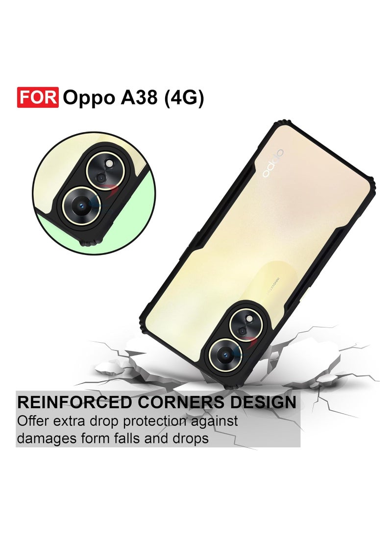 OPPO A38 4G / OPPO A18 Clear Hard PC Back Cover Case with Shockproof Premium TPU Black Border 360 Degree Impact Resistant Camera lens Protection Transparent Cover For OPPO A38 - Image 2