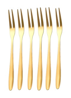 BenQuand 6pcs Gold Forks Gift Set for Dessert Cake Fruit Salad Appetizer Crab, Stainless Steel Metal Small Tasting Pastry Forks Mirror Polished, Silver Lovely Table Dinner Forks Dishwasher Safe (Gold）)  - Image 1