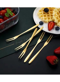 BenQuand 6pcs Gold Forks Gift Set for Dessert Cake Fruit Salad Appetizer Crab, Stainless Steel Metal Small Tasting Pastry Forks Mirror Polished, Silver Lovely Table Dinner Forks Dishwasher Safe (Gold）)  - Image 3