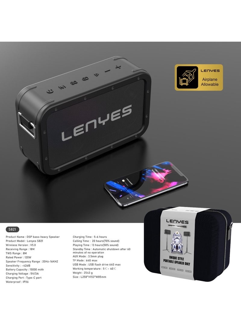 Lenyes - LENYES S821 120W ROYAL BASS Speaker Wireless Bluetooth 5.0 DSP Super Power Subwoofer TWS - Image 1
