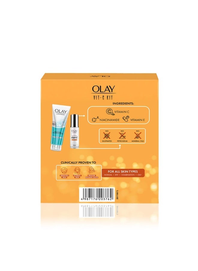 Olay Vitamin C Kit for 2X Glow | Vitamin C Serum with Free Cleanser l Even Glow and Smooth Texture | With Niacinamide l Normal, Oily, Dry & Combination Skin l Parabens & Sulphate free | Pack of 2 - Image 2