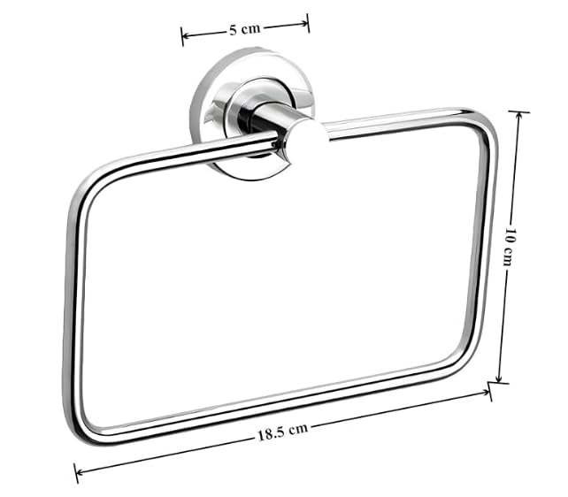 Stainless Steel Square Towel RingNapkin RingTowel HangerNapkin HolderTowel Holder for Bathroom Kitchen Washbasin Wash Area Homes Hotels Bathroom Accessories Chrome Finish Pack of 1  - Image 3