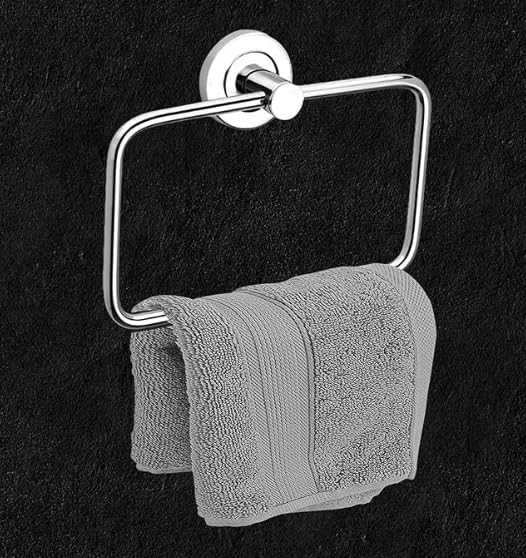 Stainless Steel Square Towel RingNapkin RingTowel HangerNapkin HolderTowel Holder for Bathroom Kitchen Washbasin Wash Area Homes Hotels Bathroom Accessories Chrome Finish Pack of 1  - Image 5