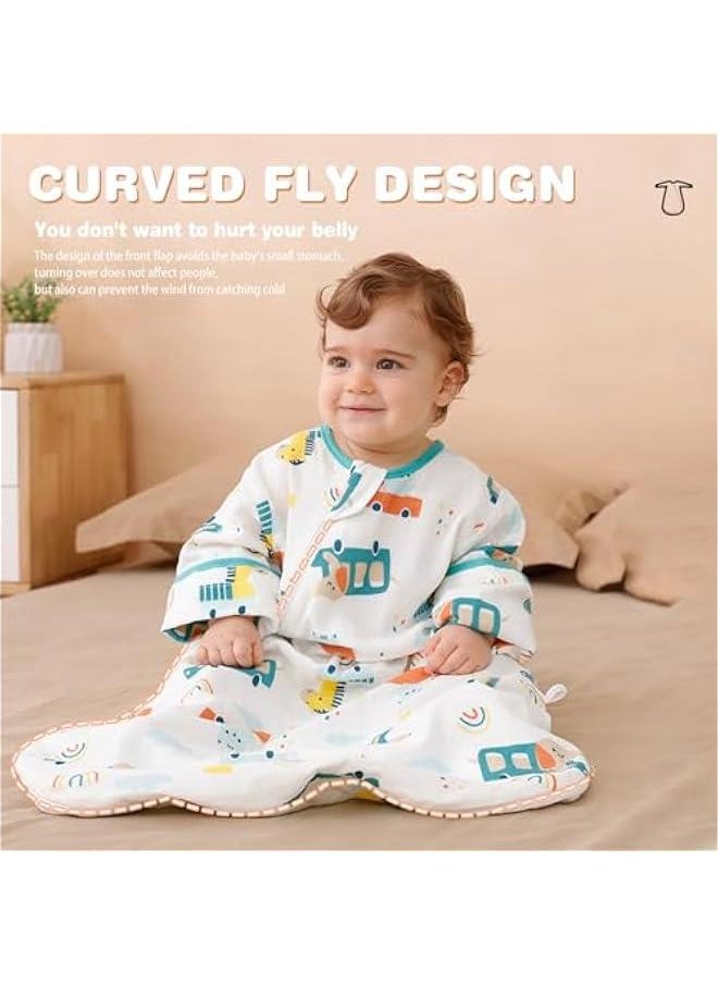 0TO1 Baby Sleep Sack, Baby Sleep Sack with 100% Organic Cotton, Oversleeve Detachable, Double Zipper Gauze Baby Sleeping Bag, Wearable Baby Blanket, Suitable for babies aged 0-9 months
