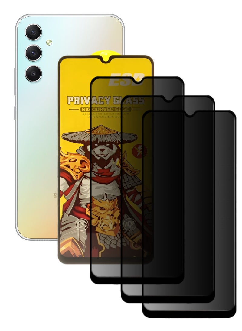 ESD 3 Pieces Tempered Dustproof Privacy Glass Screen Protector Compatible For Samsung Galaxy A34 5G - Image 1