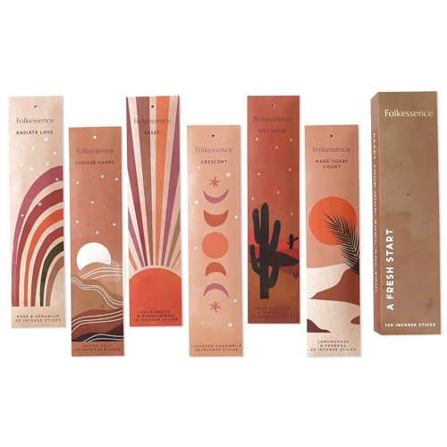 Folkulture Incense Sticks | Set of 6 (120 Sticks) Non Toxic Palo Santo Insence-Sticks | 45 Mins Burn Time | Sandalwood Incenses, Lemongrass, Rose Geranium | Organic Inscents-Sticks for Home - Image 1