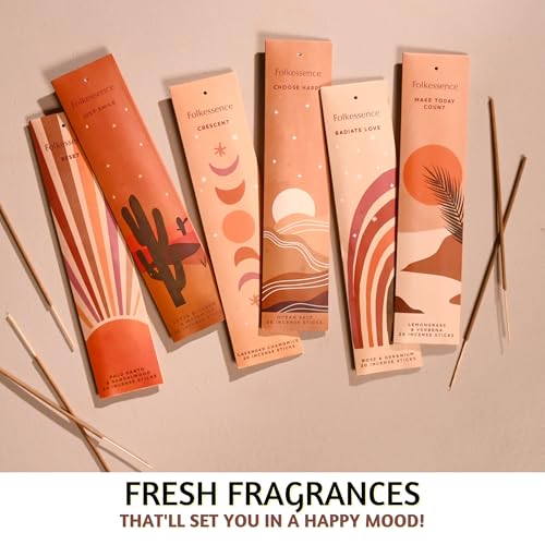 Folkulture Incense Sticks | Set of 6 (120 Sticks) Non Toxic Palo Santo Insence-Sticks | 45 Mins Burn Time | Sandalwood Incenses, Lemongrass, Rose Geranium | Organic Inscents-Sticks for Home - Image 3